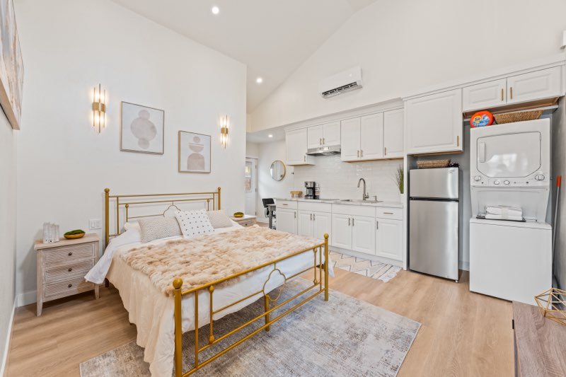 ADU bedroom and kitchenette